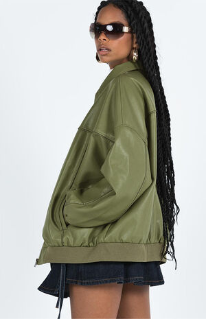 Goldsmith Faux Leather Bomber Jacket image number 2