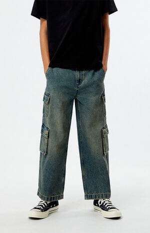 Tinted Indigo Baggy Cargo Jeans