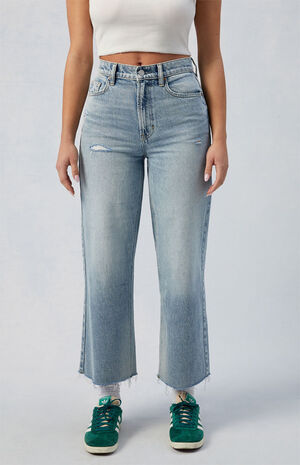 Eco Medium Indigo Ripped Nora Cropped Wide Leg Jeans image number 2