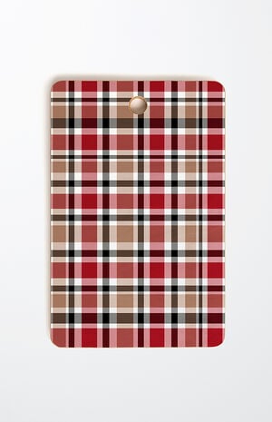 Red Plaid Rectangle Cutting Board image number 1