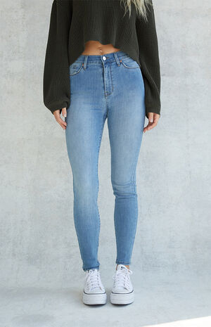PacSun Dark Blue Distressed High Waisted Jeggings