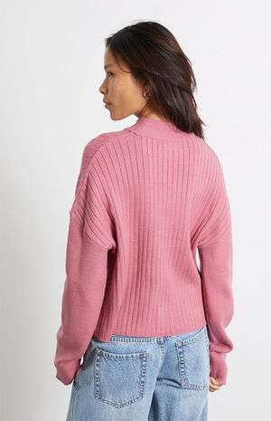 Contrast Ribbed Mock Neck Sweater image number 4