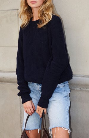 Blue Knit Pullover Sweater image number 1