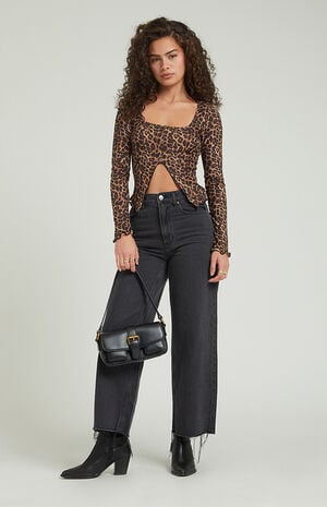 Nora Black Cropped Wide Leg Jeans