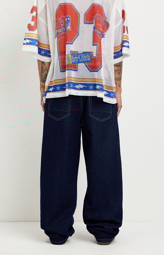 Pacsun Dylan Baggy Jeans Contrast Stitch Dark Blue