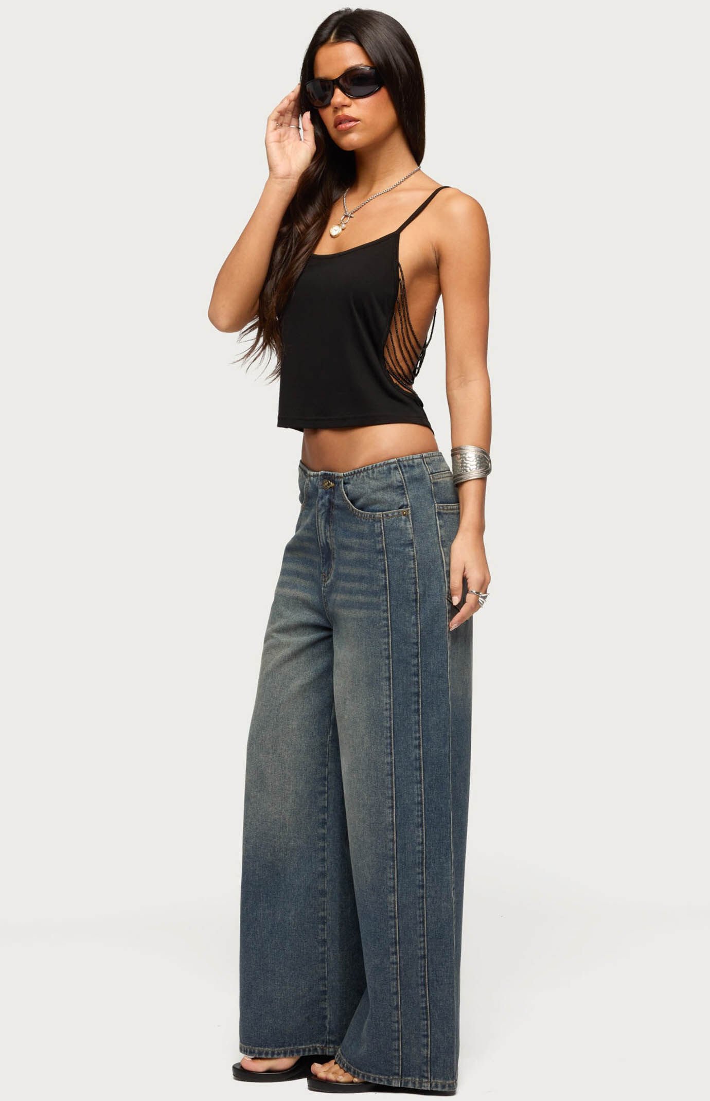 Edikted Elia No Waistband Low Rise Baggy Jeans