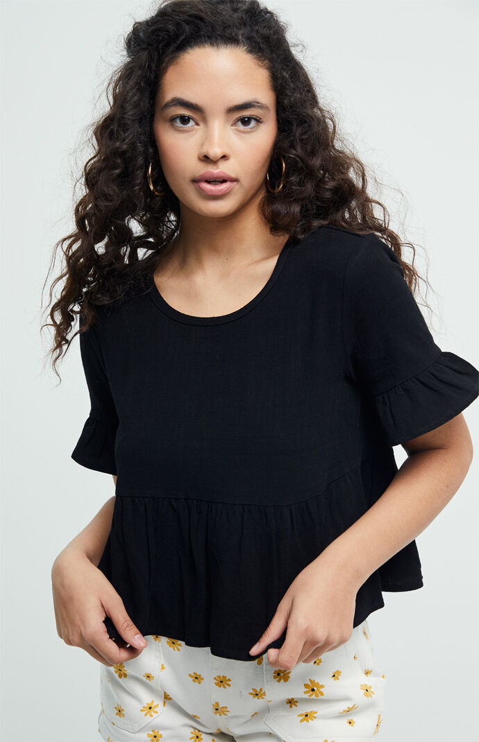 Ruffle Sleeve Linen Top