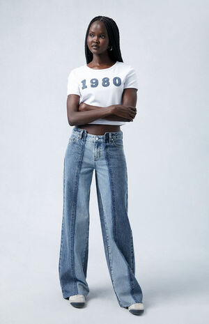Eco Two-Tone Indigo Low Rise Baggy Jeans image number 2