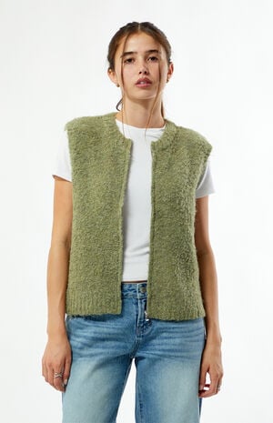 Boucle Zip Up Sweater Vest image number 1