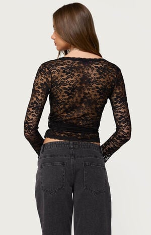 Medora Sheer Lace Wrap Top image number 3