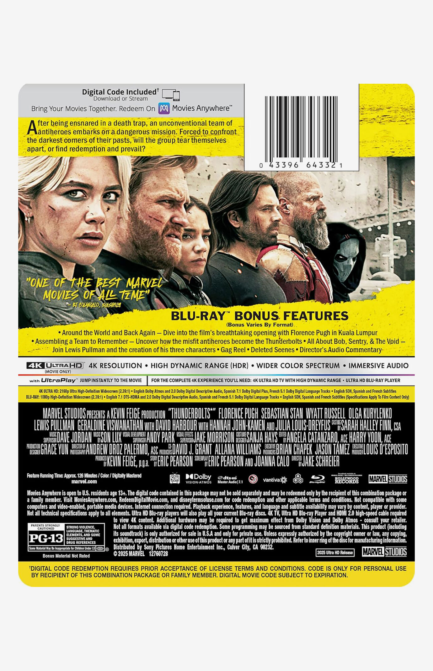 Thunderbolts Limited Edition Steelbook Blu Ray Disc