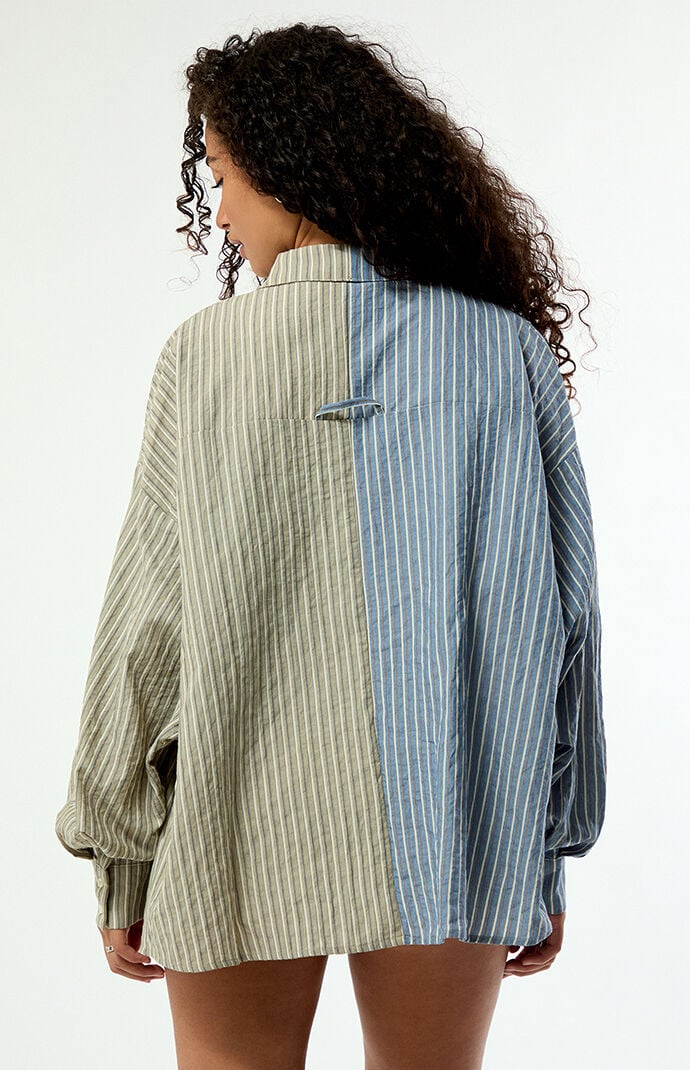 Daisy Street Swirl Striped Long Sleeve Button Down Shirt