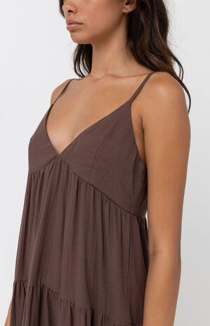 Chocolate Classic Tiered Midi Dress image number 2