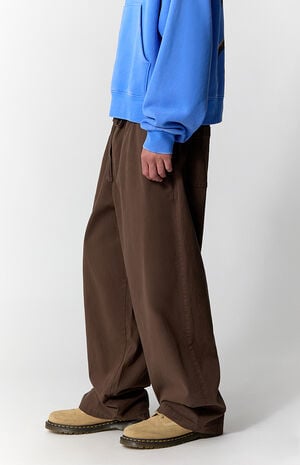 Brown Drawstring Baggy Trousers image number 3