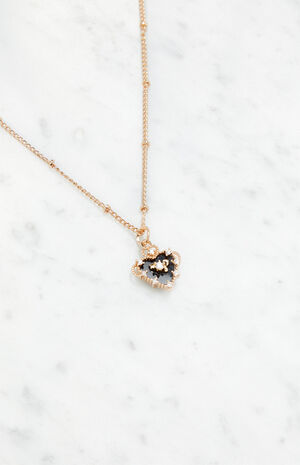 Black Rhinestone Heart Necklace image number 2