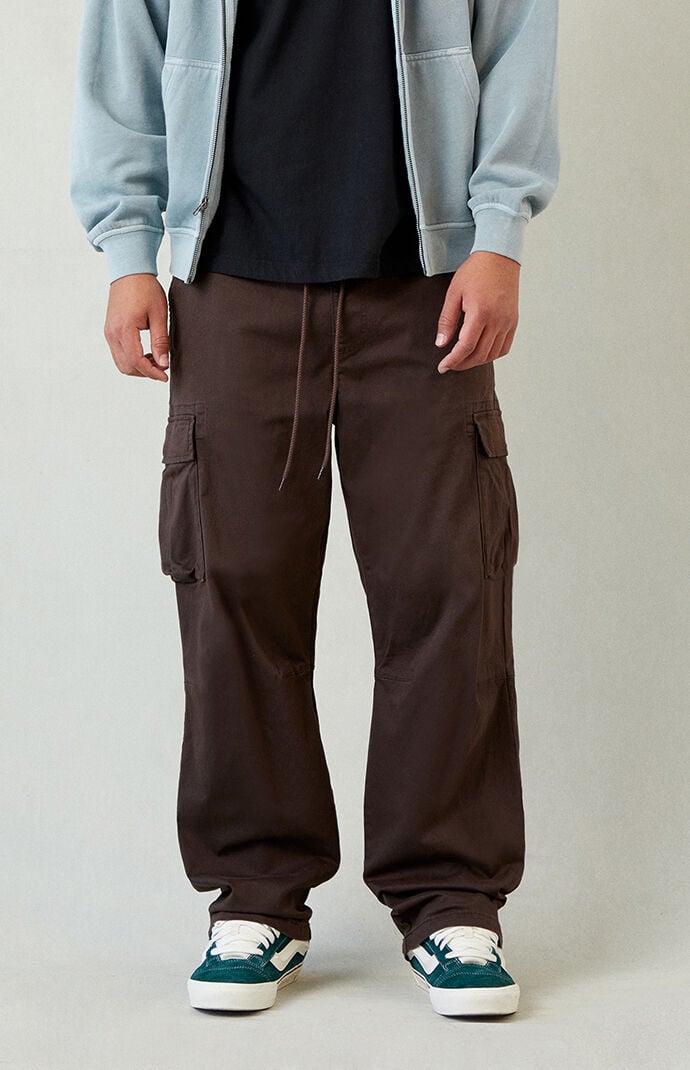 Pacsun Stretch Brody Brown Cotton Cargo Baggy Pants