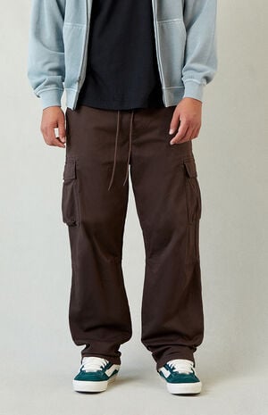 Stretch Brody Brown Cotton Cargo Baggy Pants