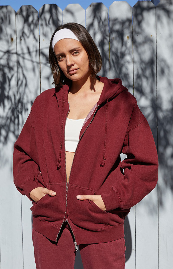 John Galt Burgundy Christy Full Zip Hoodie PacSun