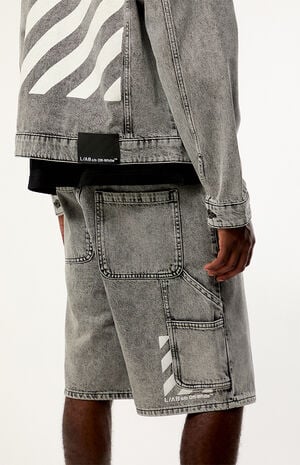 Black Baggy Carpenter Denim Shorts image number 3