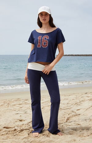 Blue & White Contrast Priscilla Flare Pants image number 1