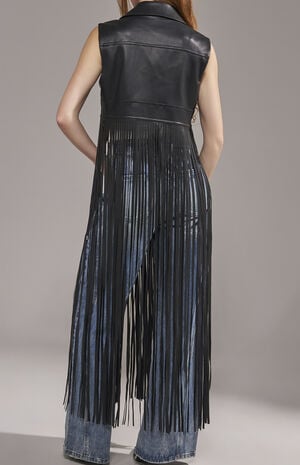 Arden Faux Leather Fringe Moto Vest image number 3