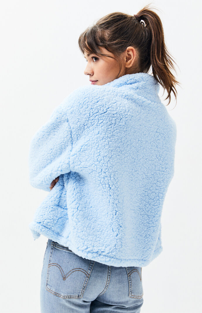 light blue sherpa pullover