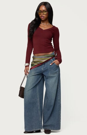 Larna V Neck Ribbed T-Shirt image number 5