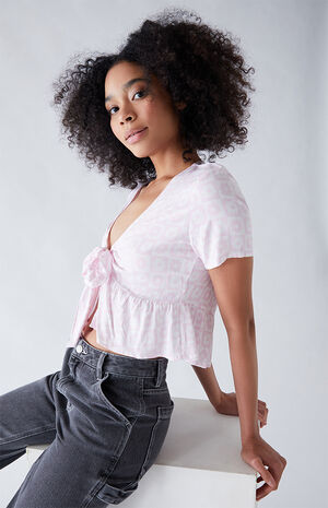 Tie Front Woven Top Tie Front Woven Top image number null