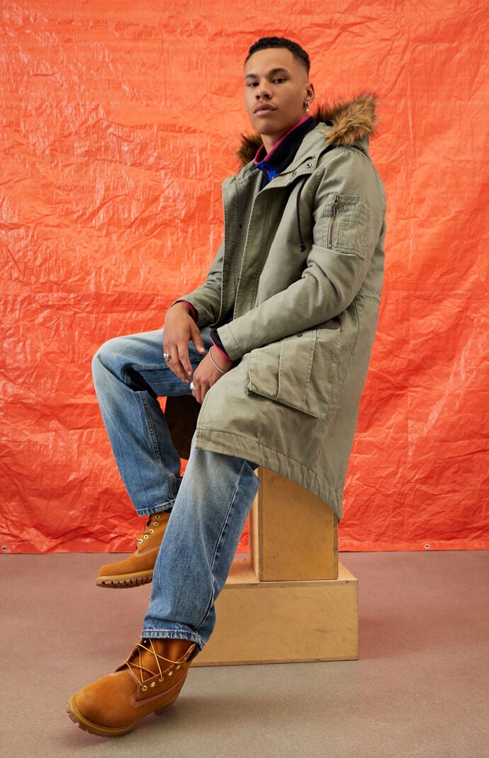 Olive Utility Faux Fur Hooded Parka