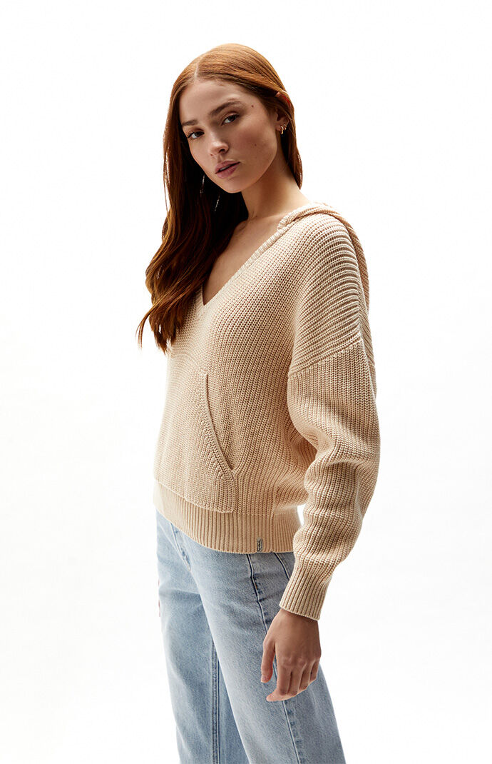 [送料込] Huecloset◆striped hooded warmer knit (3 colors) Women's Zipped Up Hooded Sweatshirts Fashion Striped Casual