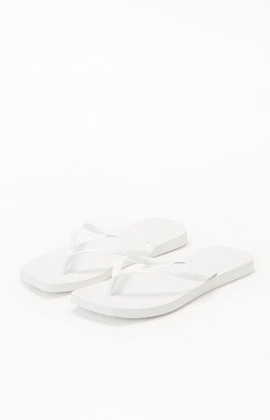 Women's White Slim Square Flip Flop Sandals image number 1