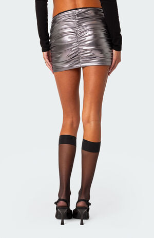 Goddess Gathered Metallic Mini Skirt image number 5