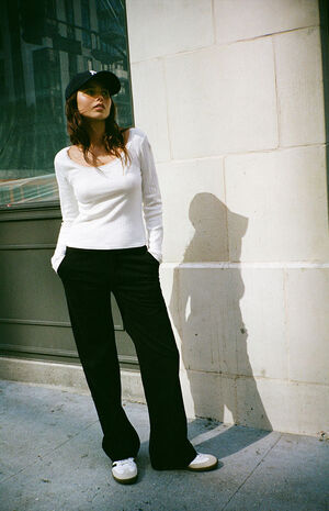 White Mckenna Pointelle Long Sleeve Top image number 3