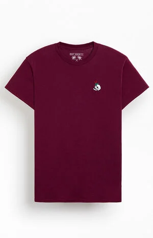Red Rose Skull Embroidered T-Shirt image number 1