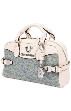 Brooks Leopard Denim Belted Satchel Bag image number 3