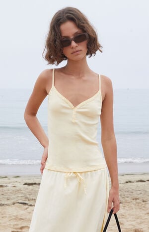 Yellow Lorene Button Tank Top image number 1