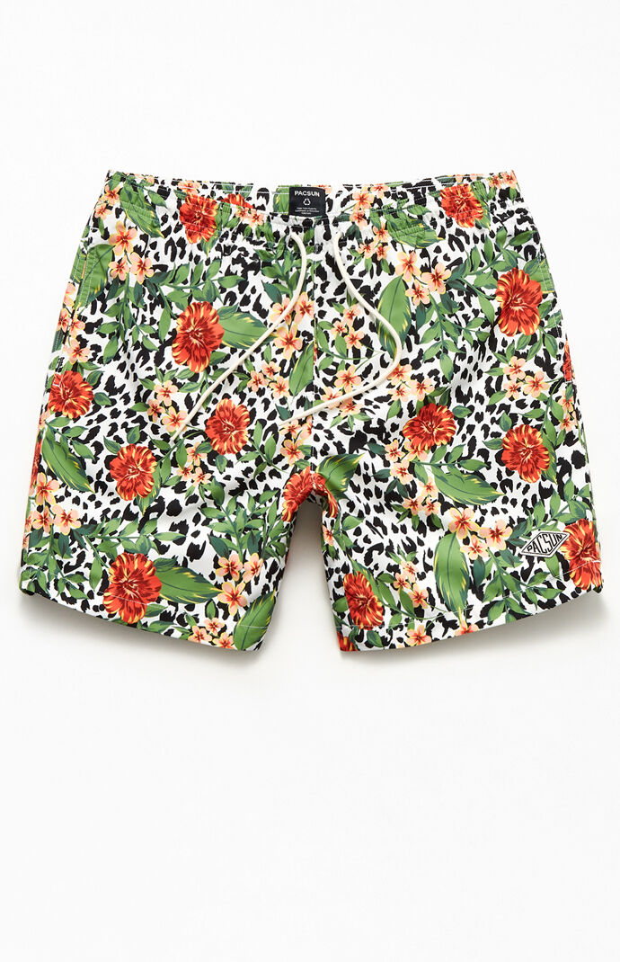Eco Cheetah Floral 17" Swim Trunks