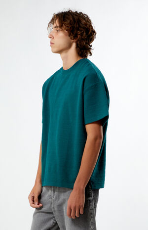 Green Oversized Jacquard Knit T-Shirt image number 3