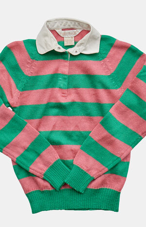 '80s Striped Long Sleeve Polo Top image number 3