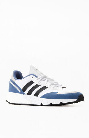 White & Blue ZX 1K Boost Shoes