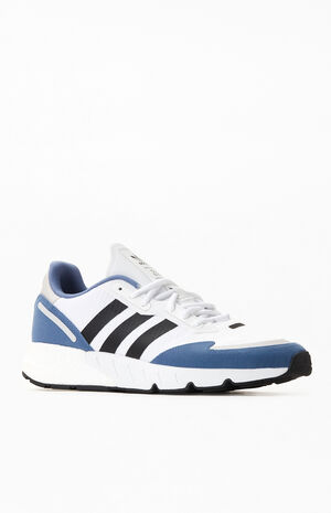White & Blue ZX 1K Boost Shoes image number 1