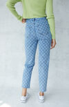 Eco Checkerboard High Waisted Straight Leg Jeans Eco Checkerboard High Waisted Straight Leg Jeans image number null