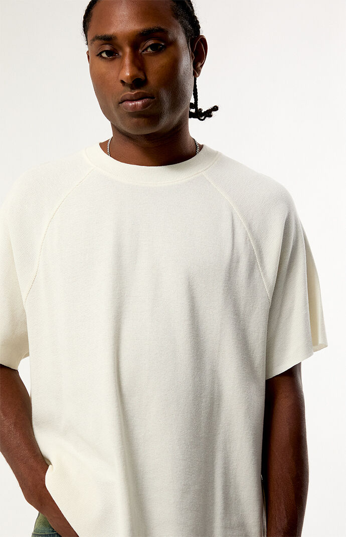 Pacsun Cream Raglan Waffle T-Shirt