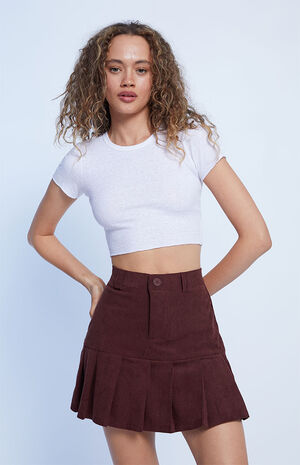 Pleated Corduroy Mini Skirt image number 2