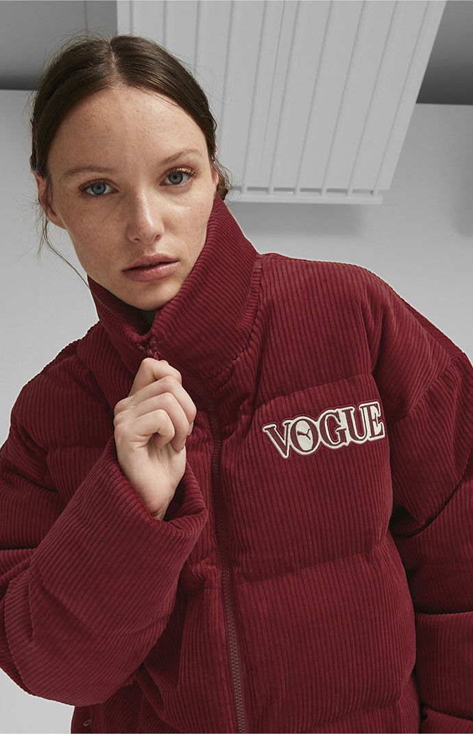 Puma cropped puffer jacket red 2025