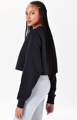 Champion Reverse Weave Black Cropped Sweatshirt | PacSun | PacSun