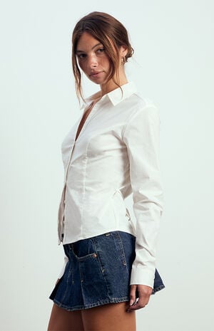 Sawyer Tie Back Long Sleeve Button Down Shirt image number 4