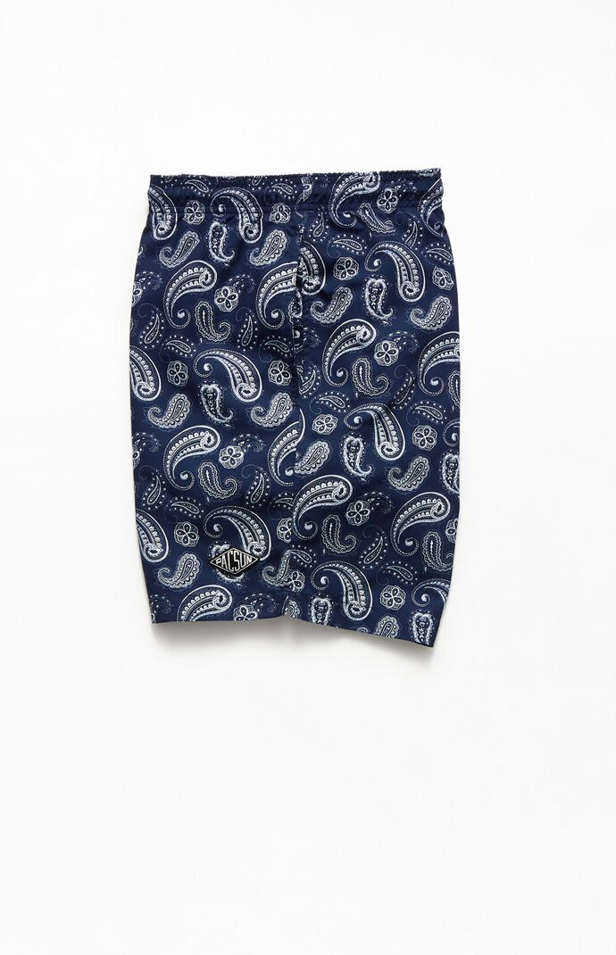 Eco Blue Paisley 17" Swim Trunks