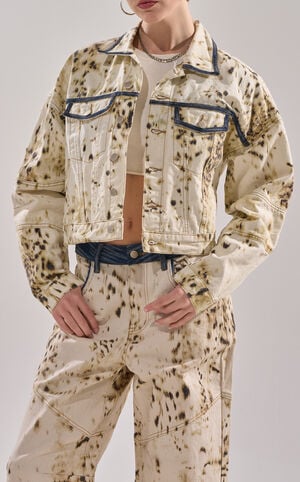 Santana Cow Print Denim Jacket image number 1