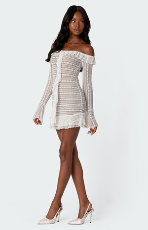 Textured Sheer Lace Mini Dress image number 4